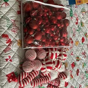 Red Christmas Ornaments and Decorations Set